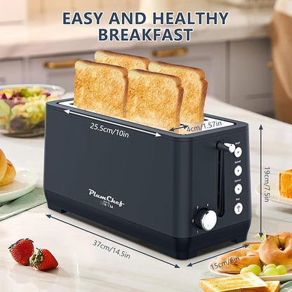 4-Slice Toaster, Extra Wide Long Slot Toaster, 6 Browning Settings, - Image 2