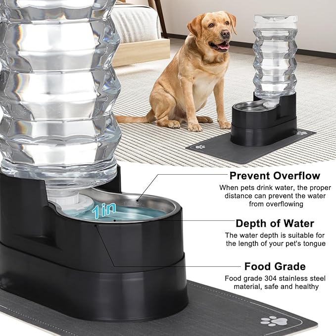 RIZZARI Large Water Dispenser for Dogs: 9L Automatic Stainless Steel Gravity - Image 5