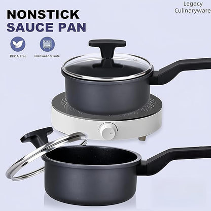 Nonstick Sauce Pan with Lid, 1.5QT small pot, PFOA Free, Kitchen Pots Induction - Image 2