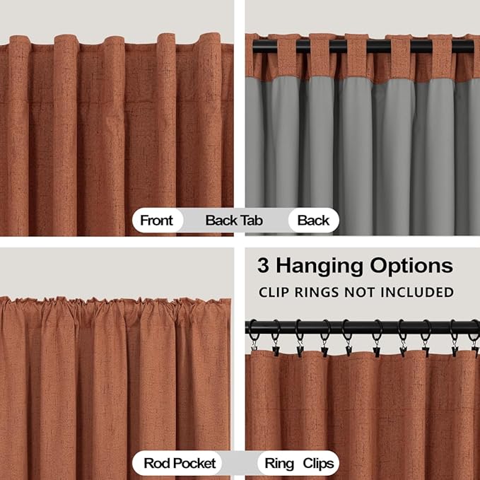 KOUFALL Back Tab Linen Blackout Curtains - Image 3