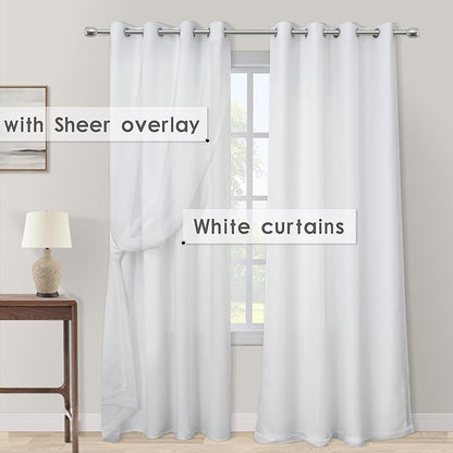 KOUFALL 52x92 Inch Length White Blackout Curtains - Image 3