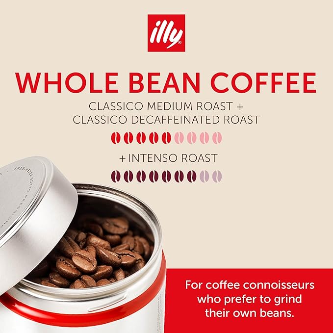 illy Whole Bean Coffee, Classico Medium, Decaffeinated and Intenso Bold Roasts - Image 2