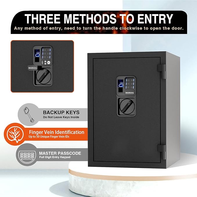 Biometric Finger Vein Fireproof Safe Box, 2.15 Cubic Feet Fire Resistant - Image 4