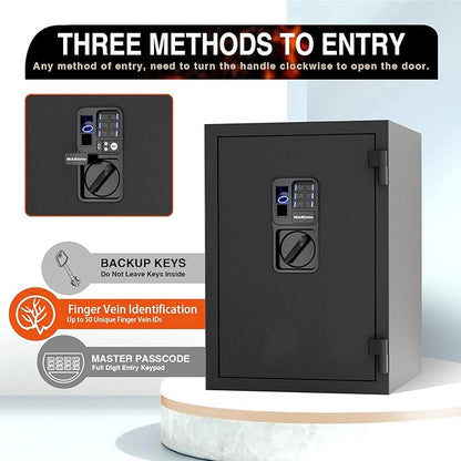 Biometric Finger Vein Fireproof Safe Box, 2.15 Cubic Feet Fire Resistant - Image 4