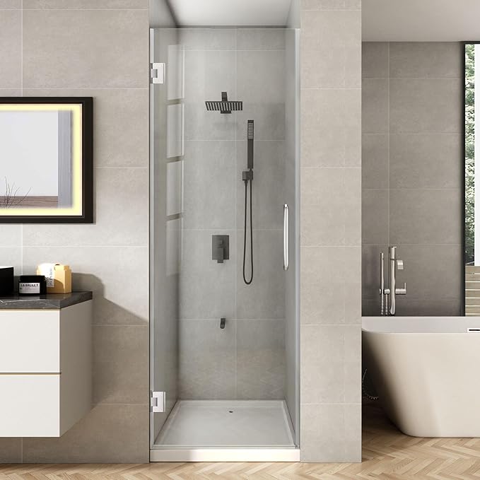 Bathroom Frameless Shower Door 24" W*72" H, 5/16" Clear Tempered Glass Hinged by Danmeiwying