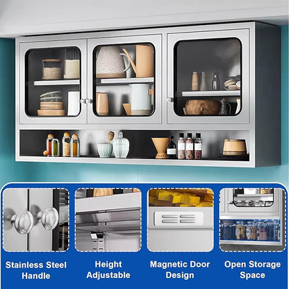 ZZV Kitchen Wall Cabinet, Stainless Steel Wall Mounted Cabinet - Image 4