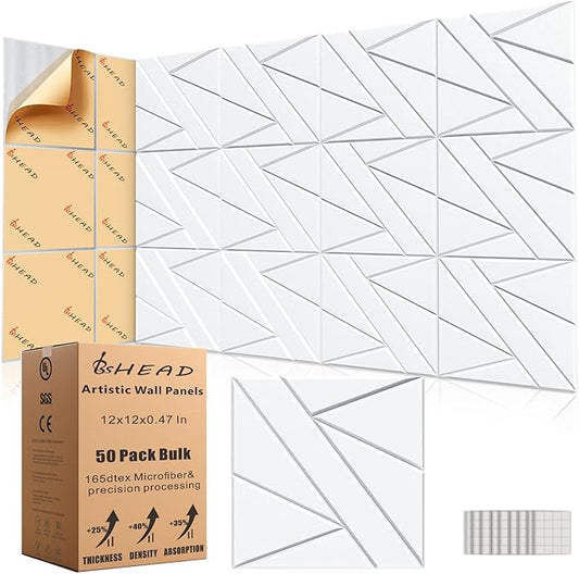 50 Pack Bulk Self-Adhesive Soundproof Wall Panels, 1.2lb/ft³ High Density by Staytunedforournewproduct