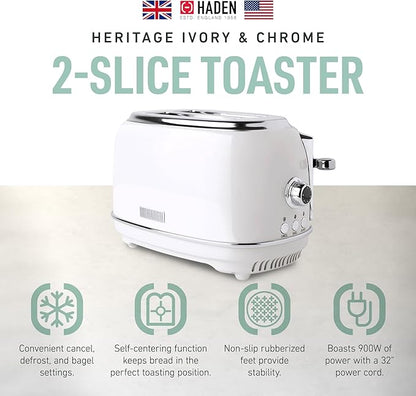 Haden Heritage 2-Slice Wide-Slot Toaster, Stainless-Steel Bread Toaster - Image 3