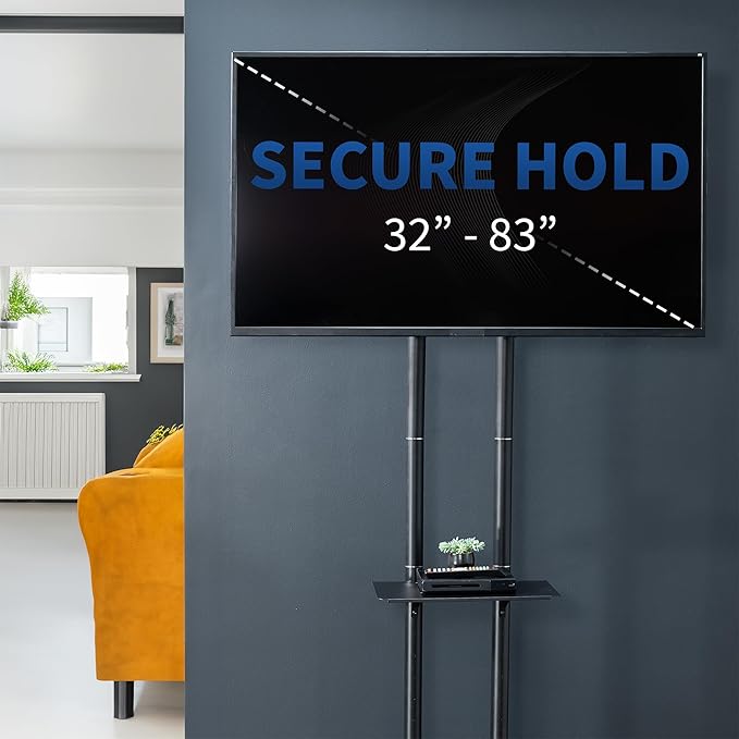 VIVO Tall TV Cart for 32 to 83 inch Screens up to 110 lbs, LCD LED OLED 4K - Image 4