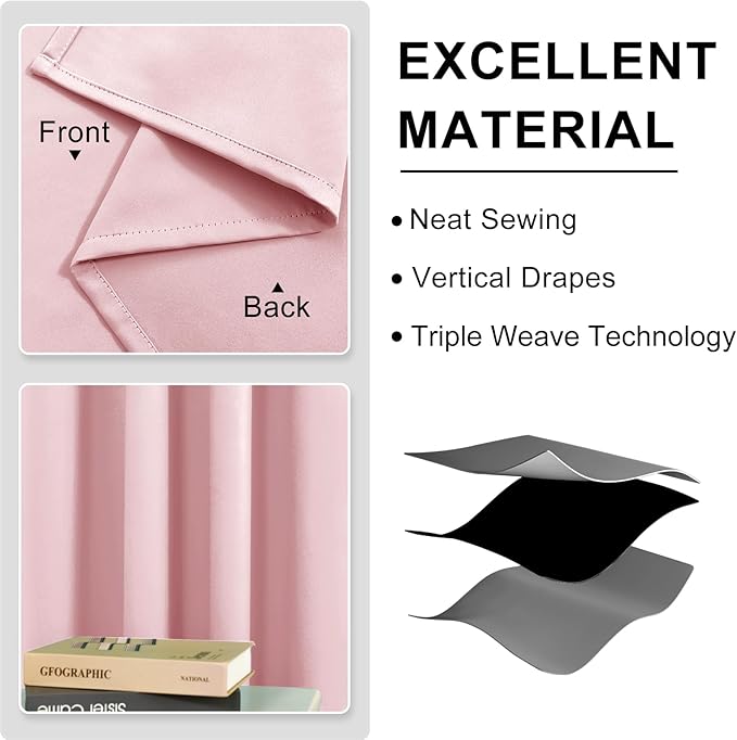 DWCN Blush Pink Blackout Curtains - Image 5