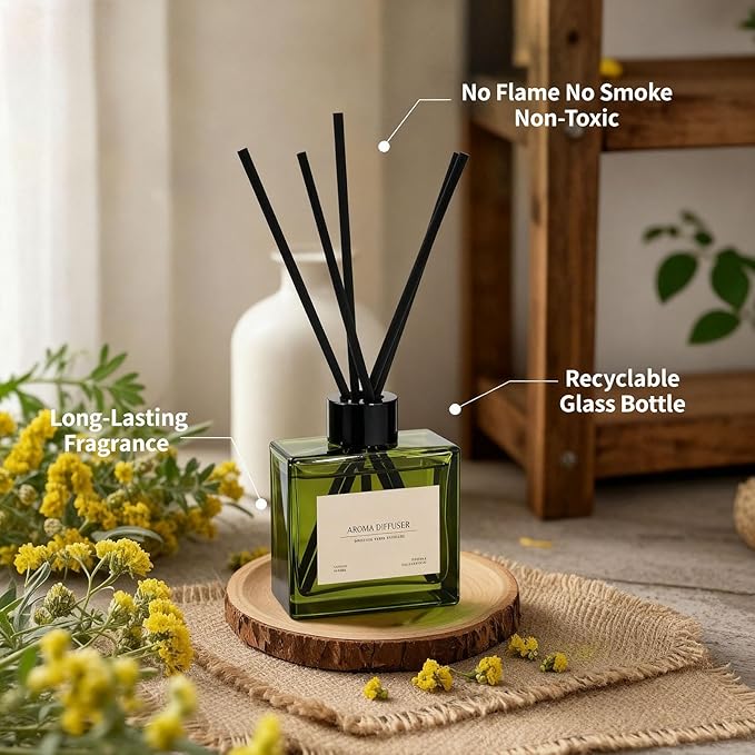 Reed Diffuser, 4 oz Earthy Sandalwood Scent Diffuser - Image 3