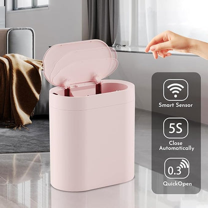 Bathroom Trash Can with Lid 2 Gallon Slim Motion Sensor Garbage Can Narrow - Image 5