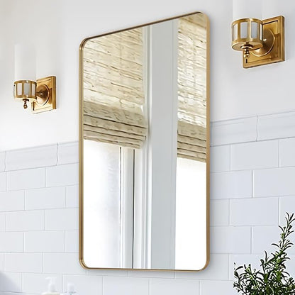 ANDY STAR 24x40 Inch Gold Bathroom Mirror, Stainless Steel Metal Frame - Image 8