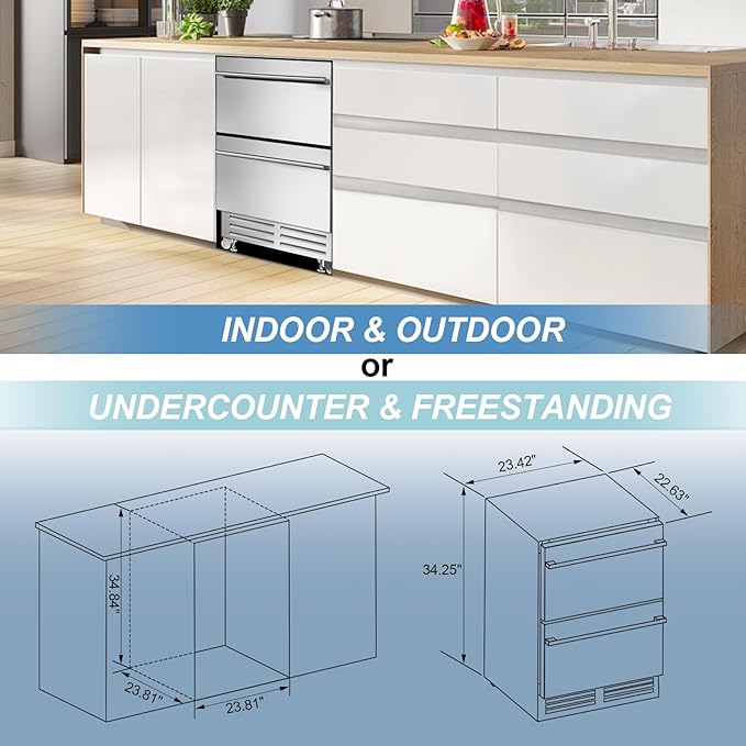 24 Inch Dual Drawer Fridge Under Counter - Image 6