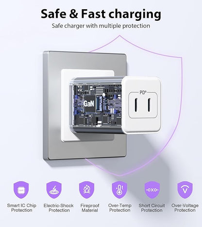 USB C Charger Block 40W, Dual Port 20W PD 3.0 Type C Fast Wall Charger - Image 6