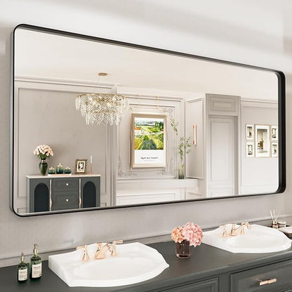LOAAO 77X36 Inch Black Metal Framed Bathroom Mirror - Image 4