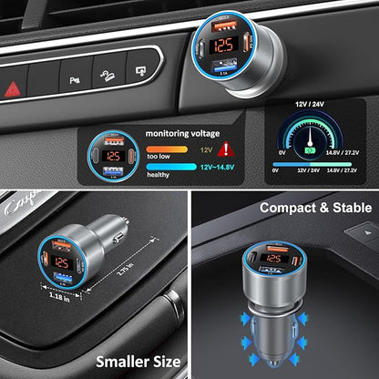 USB C Car Charger with Voltage Display, 3 Pack 65W Super Fast Charging Car - Image 5