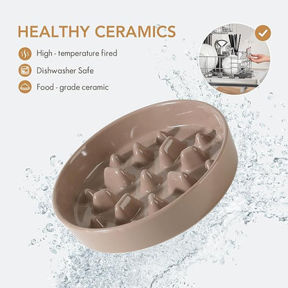 Ceramic 1.6 Cup Dog Raised Slow Feeder Set, Elevated Bowl - Image 4