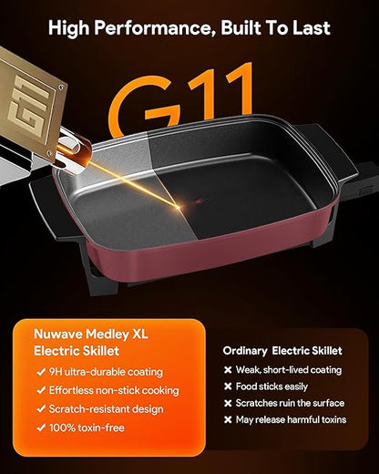 Nuwave Medley XL Digital Electric Skillet, Family Size Griddle w/Glass Lid - Image 5