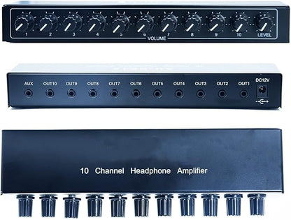 aux Mini Jack TRS 3.5 mm Input 1 in 10 Out Channel Headphone Amplifier Stereo by Arklove