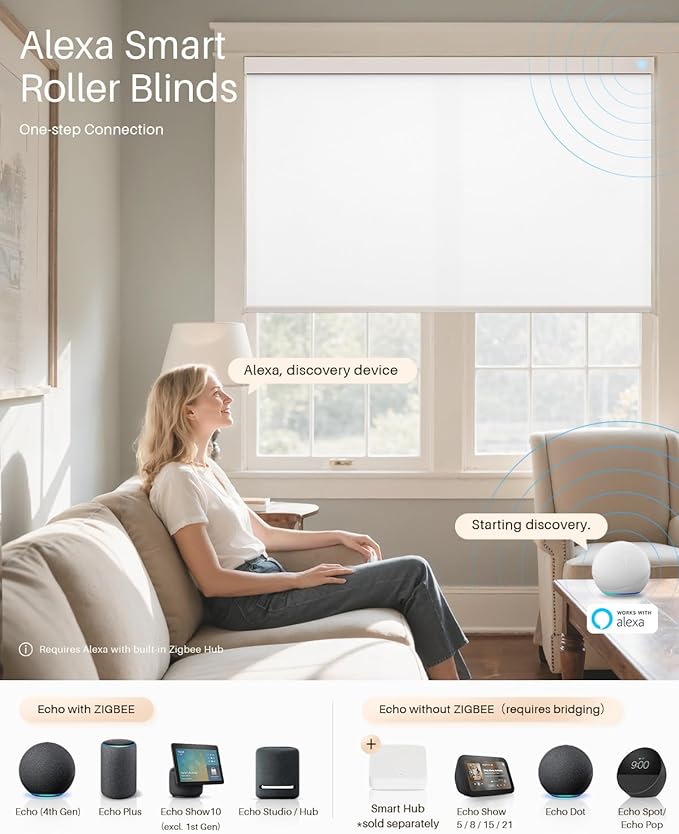 Smart Roller Shades for Windows, Alexa Blackout Motorized Blinds - Image 2