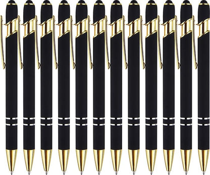 LINFANC 12 Pack Black Gold Ballpoint Pen by LINFANC