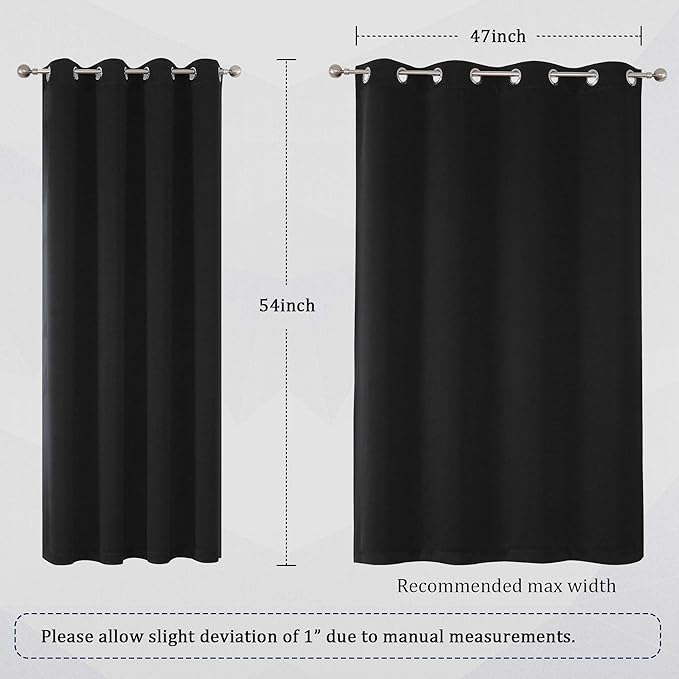 DUALIFE Black Curtains 54 Inch Length, Solid Energy Efficient Thermal Insulated - Image 6