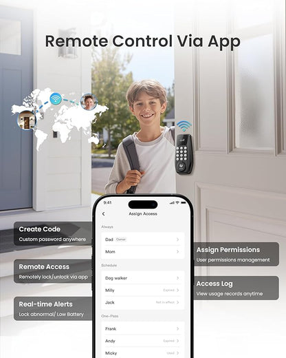DESLOC C100 Plus Built-in WiFi Smart Lock, Keyless Entry Door Lock - Image 5