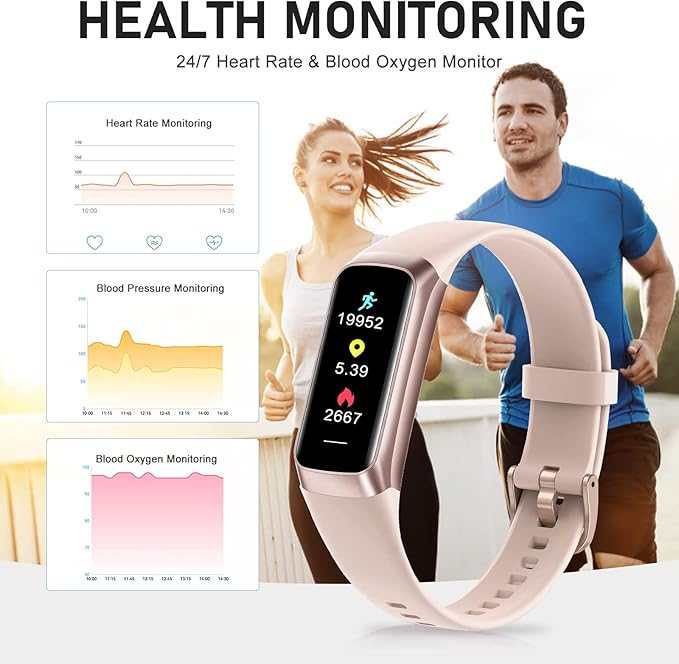 Fitness Tracker with 24/7 Heart Rate Blood Oxygen Sleep Monitor, 1.1" AMOLED - Image 3