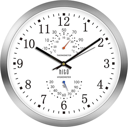 HITO 14 Inch Silent Wall Clock Battery Operated, Large Wall Clock by hito