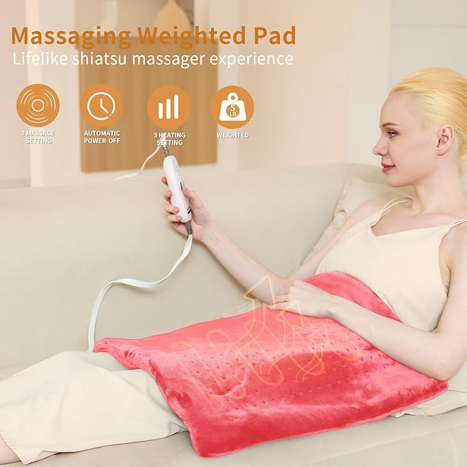 Massaging Weighted Heating Pad for Back Pain Relief, Heating Pads for Neck - Image 4