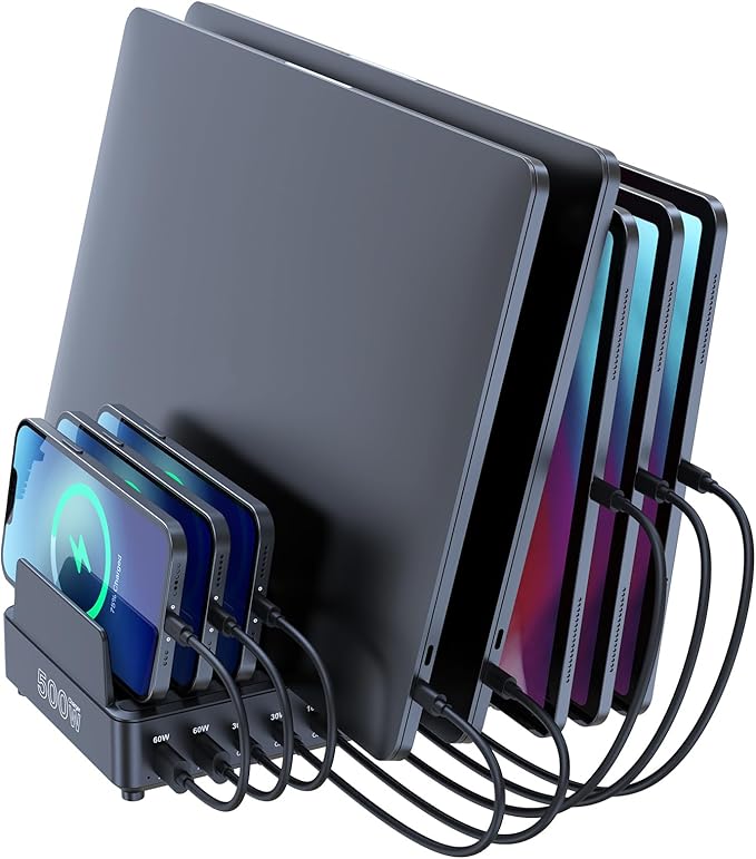 chipofy 500W Charging Station for Multiple Devices, 10-Port Multi USB C Fast by GaNPDchargerUSBCcarcharger