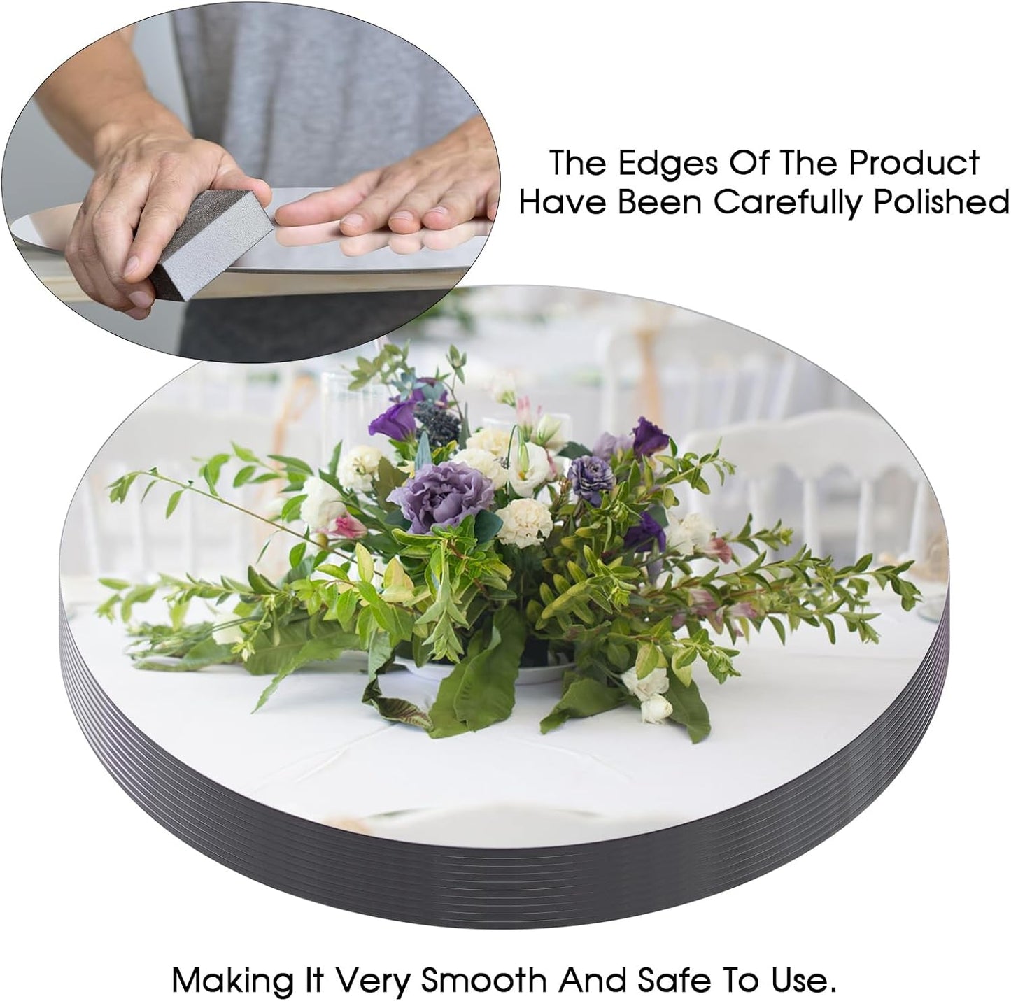 Mymonfif 12" Mirror Centerpieces, Set of 12 Round Mirrors for Centerpieces, 2mm Glass Mirror Plates, Mirror Tray, for Wedding Table, Party Decorations, Candle Plate Set, Craft, Christmas Decorations