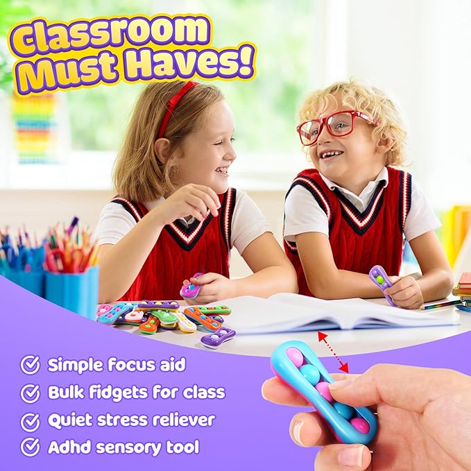 LESONG Fidget Sensory Toys for Kids: 18 Pack Colorful Finger Spinner Toys - Image 2