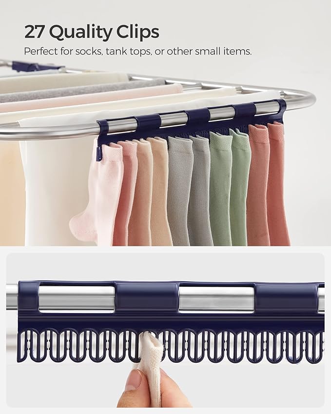 SONGMICS Clothes Drying Rack, Foldable 2-Level Laundry Drying Rack, - Image 5