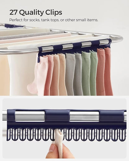 SONGMICS Clothes Drying Rack, Foldable 2-Level Laundry Drying Rack, - Image 5