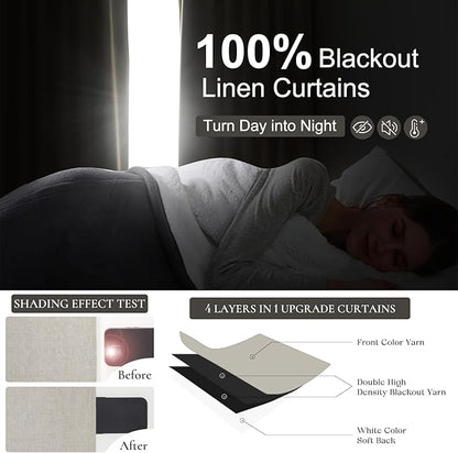 Curtains 60 Inch Length Wide Pleated Blackout Curtain - Image 2