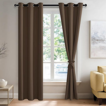 JIUZHEN Blackout Curtains with Tiebacks by JIUZHEN