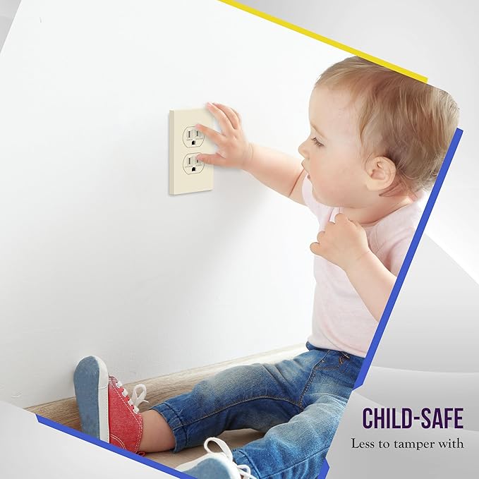 ENERLITES Screwless Duplex Wall Plate, Child Safe Receptacle Outlet Cover - Image 6