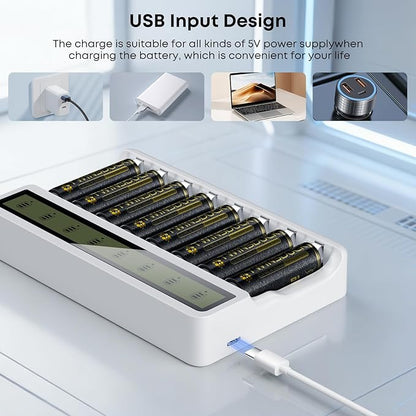 Rechargeable Battery Charger, 8 Bay AA AAA Smart Charger - Image 4