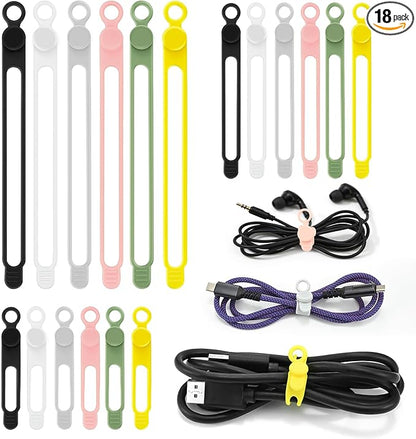 CozyNestMo Silicone Cable Ties Reusable, Elastic Wire Organizer Ties, by CozyNestMo