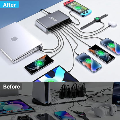 800W USB C Fast Charger Block, Dual PD3.1 140W 10 Port USB Charging Station - Image 7