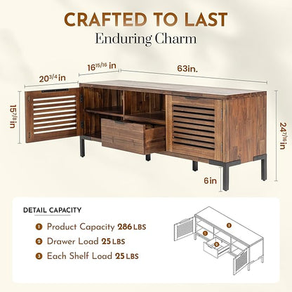Bme Millie Solid Wood TV Stand for TVs up to 65 Inches, Modern Farmhouse TV - Image 2