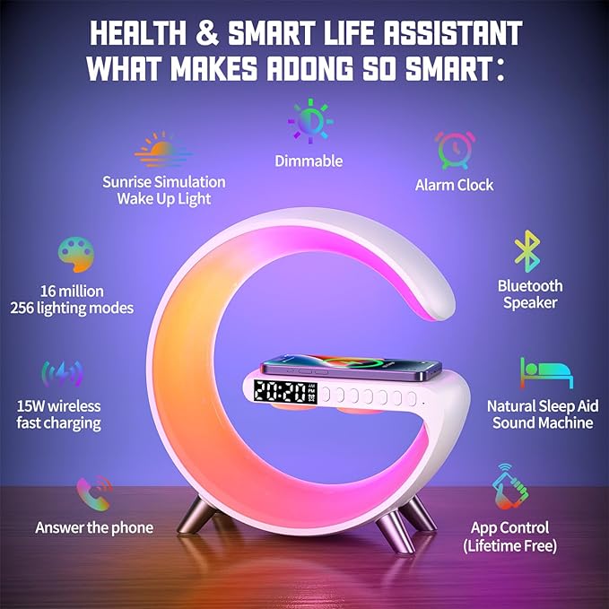 Smart LED Table Lamp, 5-in-1 Night Light Fast Wireless Charging Station - Image 2