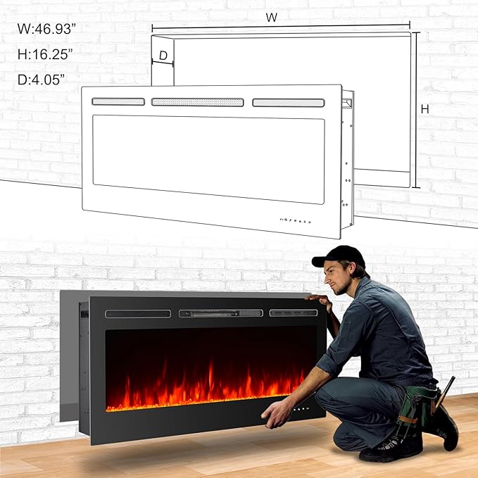 CharaVector Electric Fireplaces Recessed Wall Mounted Fireplace Insert 50 Inch - Image 6