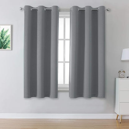 DUALIFE Grey Curtains for Bedroom 54 Inch Length by DUALIFE