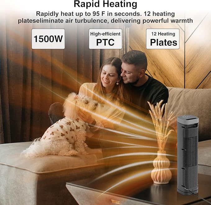 Portable Space Heater, 1500W Ceramic Heating Fan - Image 3