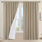 LAMIT 100% Blackout Natural Linen Curtains, 72 Inches Linen Textured Thermal by LAMIT