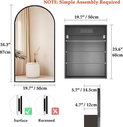 Arched Medicine Cabinet with Mirror, Bathroom Medicine Cabinet Wall Mounted - Image 2