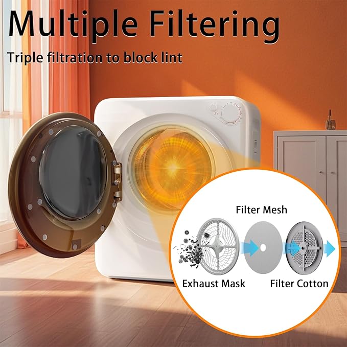 1.5 Cu.Ft Portable Clothes Dryer, 800W Fast Drying Front Load Laundry Dryer - Image 6